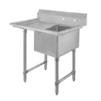 image of Klinger's Trading EIT1DL18 44" One Compartment Sink, 24"W x 24"L Bowl With Left-Hand Drainboards