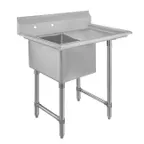 image of Klinger's Trading EIT1DR18 44" One Compartment Sink, 24"W x 24"L Bowl With Right-Hand Drainboards