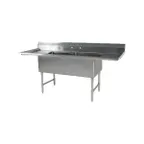 image of Klinger's Trading EIT22D24 96" Two Compartment Sink, 24"W x 24"L Bowl With 2 Drainboards