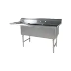 image of Klinger's Trading EIT2DL 68" Two Compartment Sink, 24"W x 24"L Bowl With Left-Hand Drainboard