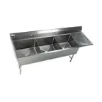image of Klinger's Trading EIT3DR 92" Three Compartment Sink, 24"W x 24"L Bowl With Right-Hand Drainboard