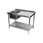 image of Klinger's Trading STB3072BL 72" Work Table with Prep Sink, Faucet Included / Left - 18 Gauge