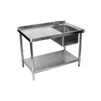 image of Klinger's Trading STB3084BR 84" Work Table with Prep Sink, Faucet Included / Right - 18 Gauge