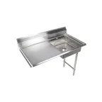 image of Klinger's Trading UDT48L 48" Undercounter Soiled Dishtable w/ Sink On Right, 24" Drainboard