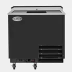 image of Koolmore KM-GF36-BK Glass Froster, 36" W X 27" D X 34" H, 9 Cu Ft, Door, 5 Shelves & Casters, 0‑7°F