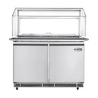 image of Koolmore KM-RBT-48CSFG 48" 2 Doors Refrigerated Pizza Prep Table w/ Sneeze Guard 