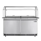image of Koolmore KM-RBT-60CSFG 60" 2 Doors Refrigerated Pizza Prep Table w/ Sneeze Guard 