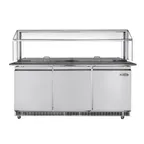 image of Koolmore KM-RBT-72CSFG 72" 3 Doors Refrigerated Pizza Prep Table w/ Sneeze Guard 