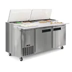 image of Koolmore KM-RPPS-2DSS 71" 2 Doors Refrigerated Pizza Prep Table w/ Built-in Cutting Board