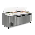 image of Koolmore KM-RPPS-3DSS 91" 3 Doors Refrigerated Pizza Prep Table w/ Built-in Cutting Board
