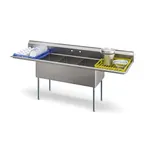 image of Koolmore KM-SC182414-24B3 102" Three Compartment Sink, 18"W x 24"L Bowl With 2 Drainboards