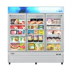 image of Koolmore MDF-3GD-52C-WH 80" 52 cu ft 3‑Section Glass Door Freezer, White, R290, 12 Shelves