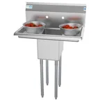 image of Koolmore SA101410-10B3 One Compartment Sink, 30"W X 20"D X 44-1/2"H