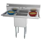 image of Koolmore SA151512-15B3FA 45" One Compartment Sink, 15"W x 15"L Bowl With 2 Drainboards