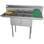 image of Koolmore SB141611-12B3  52" Two Compartment Sink, 14"W x 16"L Bowl With 2 Drainboards