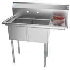 image of Koolmore SB141611-12R3 43" Two Compartment Sink, 14"W x 16"L Bowl With Right-Hand Drainboard