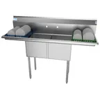 image of Koolmore SB151512-15B3 60" Two Compartment Sink, 15"W x 15"L Bowl With 2 Drainboards