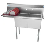 image of Koolmore SB151512-15L3 48" Two Compartment Sink, 15"W x 15"L Bowl With Left-Hand Drainboard