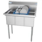 image of Koolmore SC101410-N3 45" Three Compartment Sink, 10"W x 14"L Bowl Without Drainboard