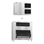 image of Hoshizaki KM-1900SAJ/B-1650SS Air Cooled Crescent 1875 lb Ice Machine with Bin, 1605 lb Storage