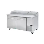 image of Kool-It KPT-67-2 67" 2-Section Refrigerated Pizza Prep Table w/ 2 Doors, 20.2 cu. ft.