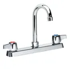 image of Krowne 13-801L Silver Series Low Lead Deck Mount Faucet w/ 8" Centers, 6" Gooseneck Spout