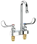 image of Krowne 14-546L Royal Series Deck Mount Lavatory Faucet w/ 4" Centers, Rigid Gooseneck Spout