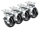 image of Krowne 28-113S Krowne Plate Caster, Swivel with Brake, 5" Diameter