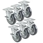 image of Krowne BC-135 Casters, 3" with Brakes, (Set of 6), Plate, Raises Unit 4"