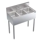 image of Krowne CS-1836 36" Three Compartment Sink, 10"W x 14"L Bowl Without Drainboard