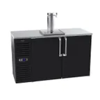 image of Krowne DB60 Draft Beer Cooler, 60" x 25" Black, 2‑Keg 2‑Tap Tower, Side‑Mounted, 1/4 HP 115V R290