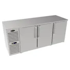 image of Krowne LS72 72" Wide Black Stainless Bar Cooler, 3-Door, Reach-In, 30-40°F, 1/4 HP, NSF7 Certified