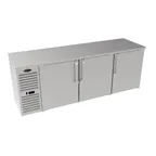 image of Krowne LS84 84" Three-Section Back Bar Cooler, Black 84" W x 24" D, 1/3 HP R290, 30-40°F, LED Light