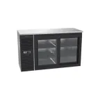 image of Krowne SD60 60" Refrigerated Back Bar Cabinet w/ 2 Sliding Glass Doors, 4 Shelves, Black Front
