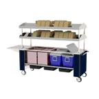image of Lakeside 159518 Lunch-Time Mobile Meal Transport Cart, (2) Double-Sided Slanted Overhead Shelves