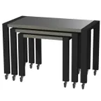 image of Lakeside 160138 3-Piece Nesting Traveler Serving Tables, Rectangular, 16 ga. Stainless Steel, Black Powder Coat, 40"H