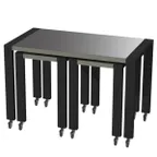 image of Lakeside 160139 3-Piece Nesting Tables, Rectangular, Stainless Steel, Black Powder Coat, 37"H