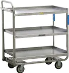 image of Lakeside 163421 3-Shelf Push-Pull Heavy Duty Utility Cart w/ 21" x 33" Shelf Size