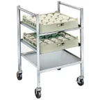 image of Lakeside 197 Stainless Steel Dishwasher Rack Cart, 31-36 Height, 5-Rack Capacity, Silver, 4 Swivel Casters