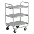 image of Lakeside 211 Stainless Steel 3-Shelf Tubular Utility Cart - 27" x 17-1/2" x 35-3/4"