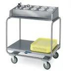 image of Lakeside 213 Stainless Steel Tray & Silver Cart w/ (10) Flatware Cylinder Capacity, 500 lbs.