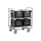 image of Lakeside 2446 Stainless Steel 2-Shelf Milk Crate Transport Cart - 35-3/4" x 22" x 40-1/2"