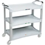 image of Lakeside 2510 Gray Stain-Resistant Plastic 3-Shelf Utility Cart - 20" x 42" x 37 1/2"
