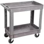 image of Lakeside 2521 Gray 2-Shelf Plastic Deep Well Utility Cart - 17 1/2" x 34 1/2" x 32 3/4"