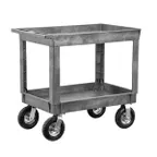 image of Lakeside 2523P Gray Plastic Deep Well 2-Shelf Utility Cart w/ Pneumatic Casters 