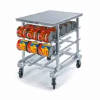 image of Lakeside 346 Aluminum Mobile Can Storage Rack w/ 54 #10 Cans Capacity and Stainless Steel Top