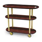 image of Lakeside 36204 Oval Serving Cart with 3 Shelf, Handle Cut-Outs on Top Shelf, Laminate Finish