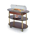 image of Lakeside 36306 Rounded Oval Appetizer Cart w/ 3 Shelf, Cut-Out Top Display
