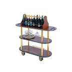 image of Lakeside 37207 Wine Cart w/ Oval Top and Shelves, Top Bottle Rack and Handle Holes, Lower Shelf Rails