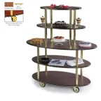 image of Lakeside 37212 Rounded Oval Dessert Cart w/ (5) Open Shelves, Laminate Finish